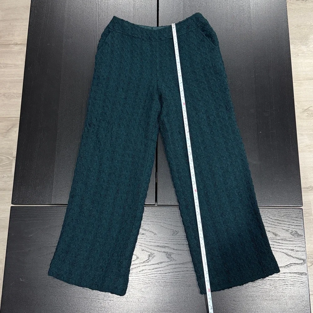 Chanel Green Tweed Silk Lined Trousers Pants - 40
